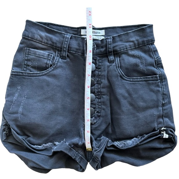 One Teaspoon Black Harlets Distressed Button Fly Shorts Size 22 - Picture 6 of 13